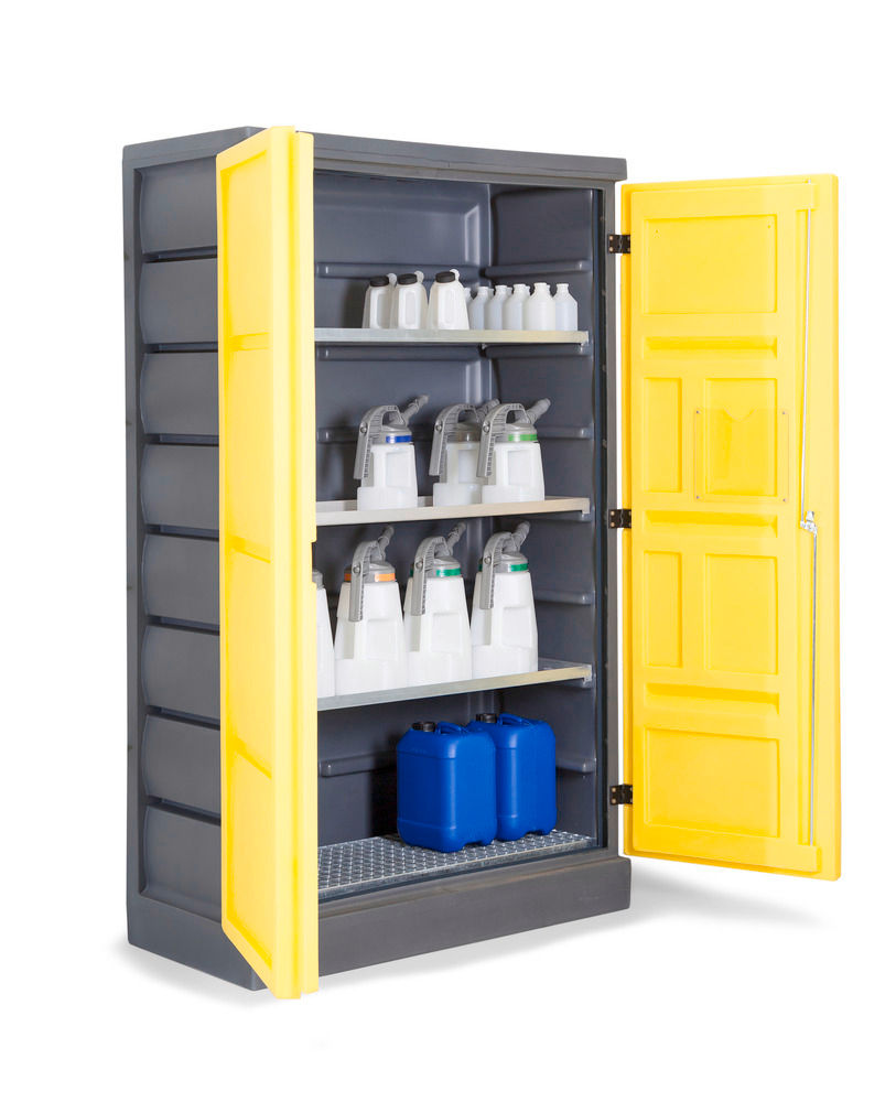 Orman Za Hemikalije Denios PolyStore 1220x640x1990mm 3 Einschubwannen 1 Gitterrost V2A
