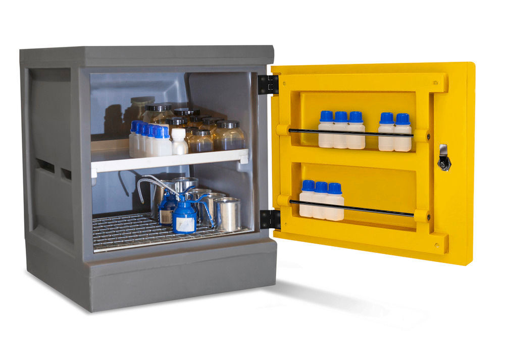 Orman Za Hemikalije Denios PolyStore PS 611-1.1 Mini Siva Žuta 610x640x600mm 2 Police