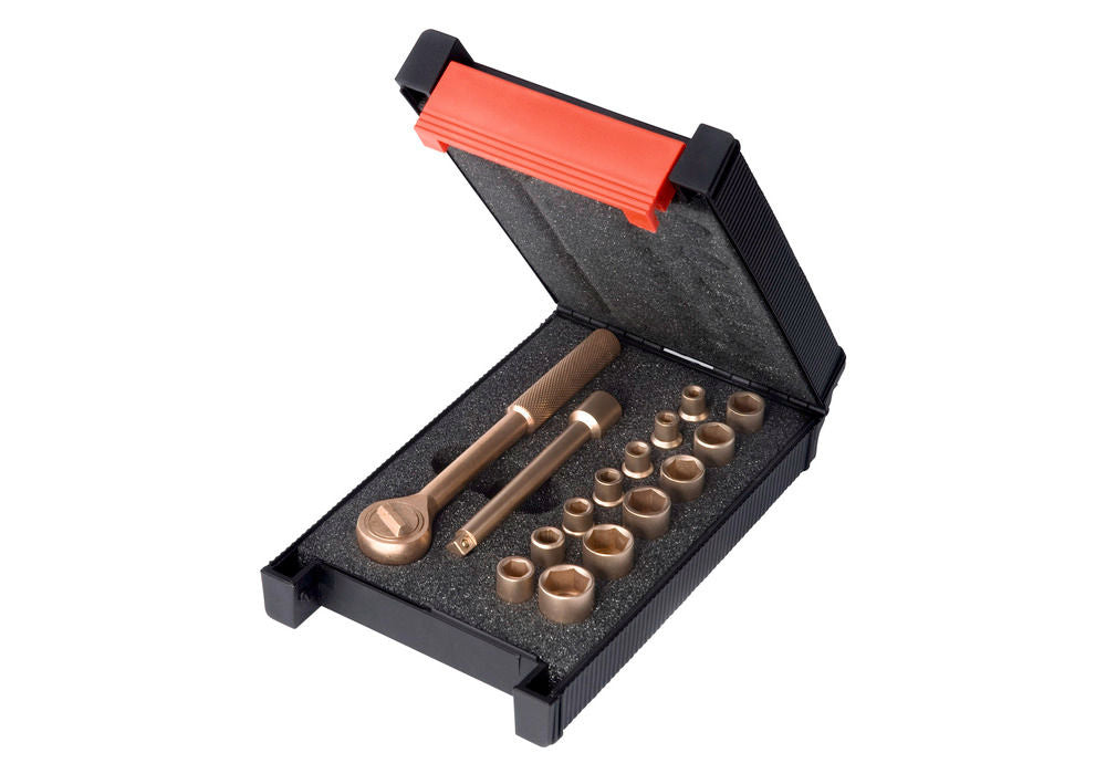 Knarrenkasten 1/4" 16-delni 4-14 mm Bakar-Berilijum Bez Varnica za EX Zone DENIOS 250345W