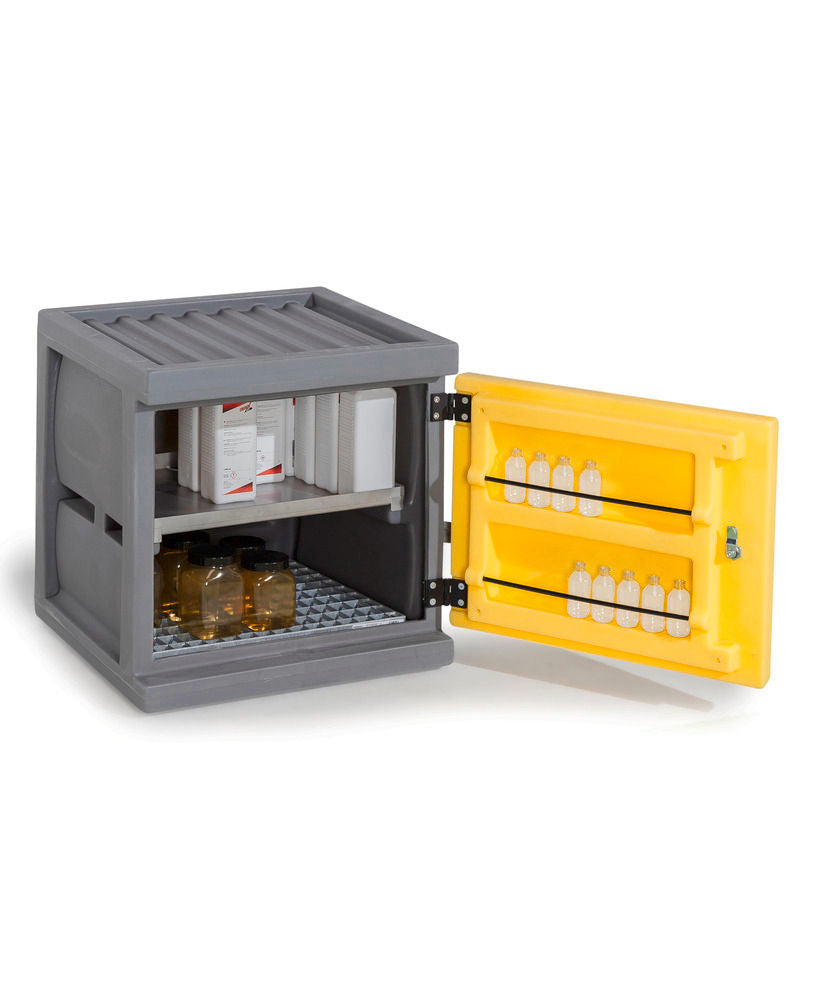 Orman Za Hemikalije Denios PolyStore PS 611-1.1 Mini Siva Žuta 610x640x600mm 2 Police