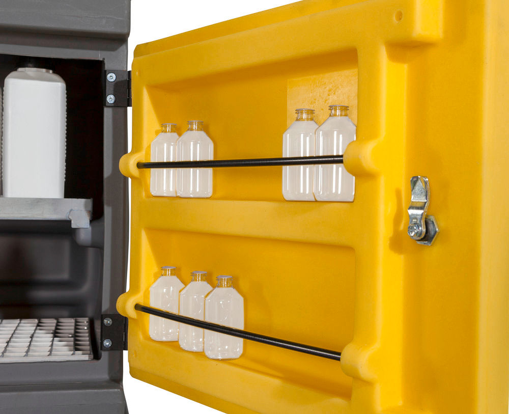 Orman Za Hemikalije Denios PolyStore-Mini PS 611-1.1 Siva Žuta 610x640x600mm 1 Gitterrost 1 Einschubwanne