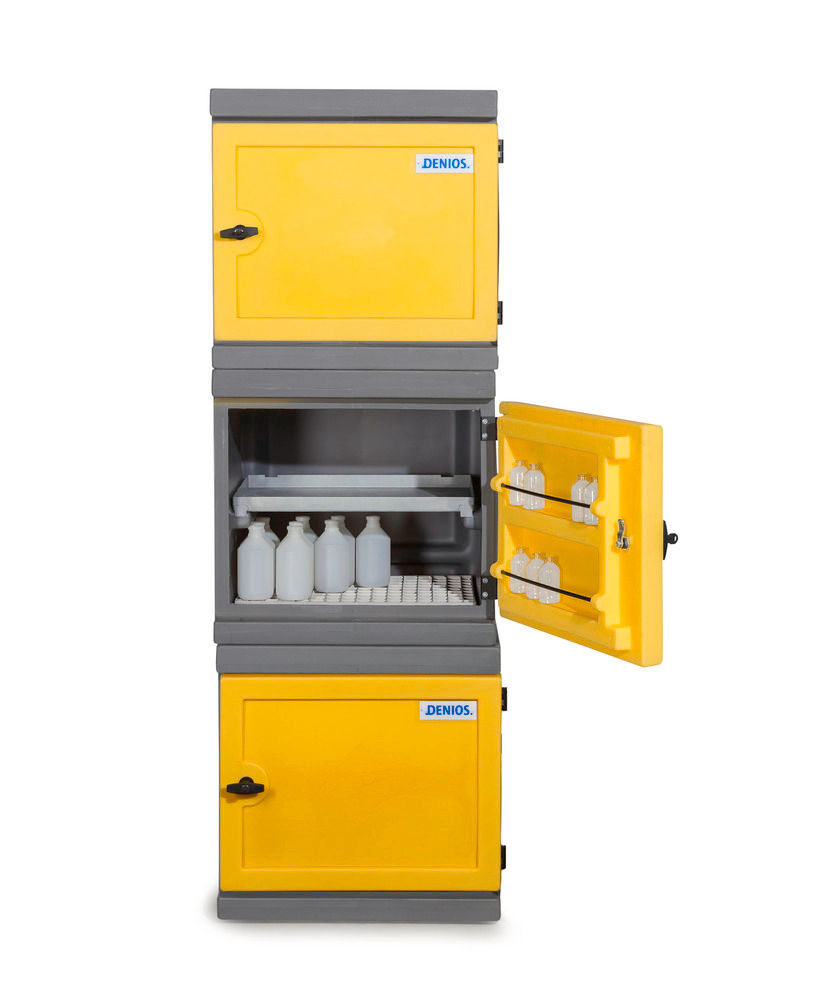 Orman Za Hemikalije Denios PolyStore-Mini PS 611-1.1 Siva Žuta 610x640x600mm 1 Gitterrost 1 Einschubwanne