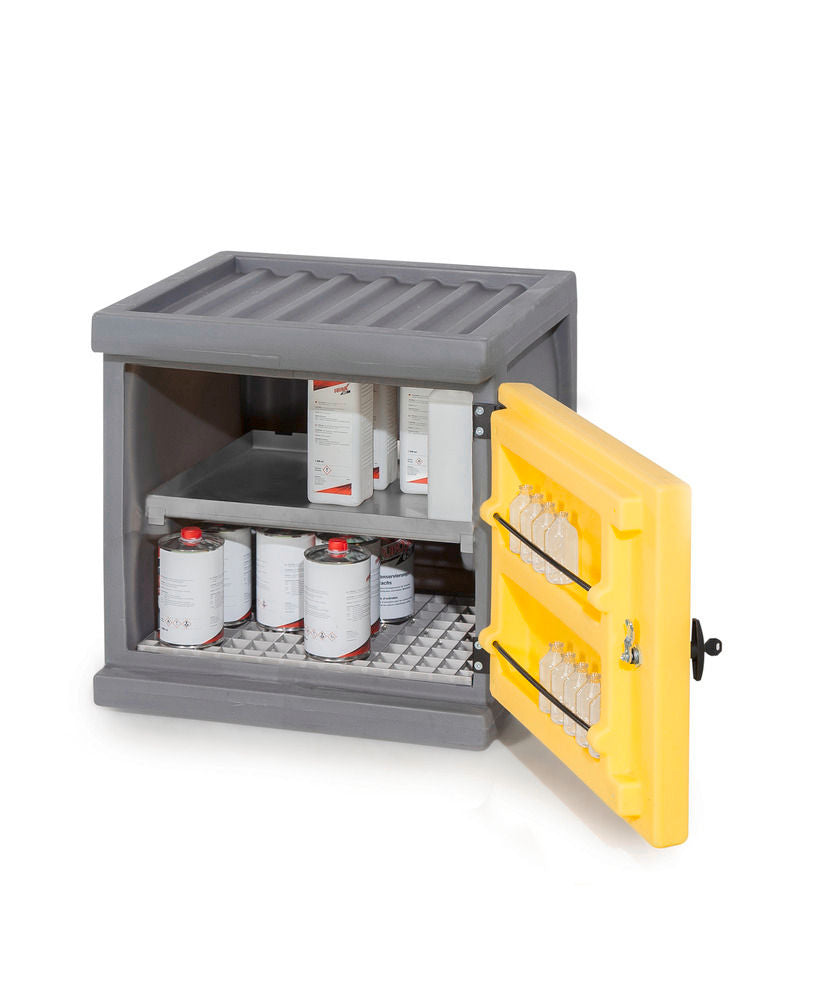 Orman Za Hemikalije Denios PolyStore PS 611-1.1 Mini Siva Žuta 610x640x600mm 2 Police