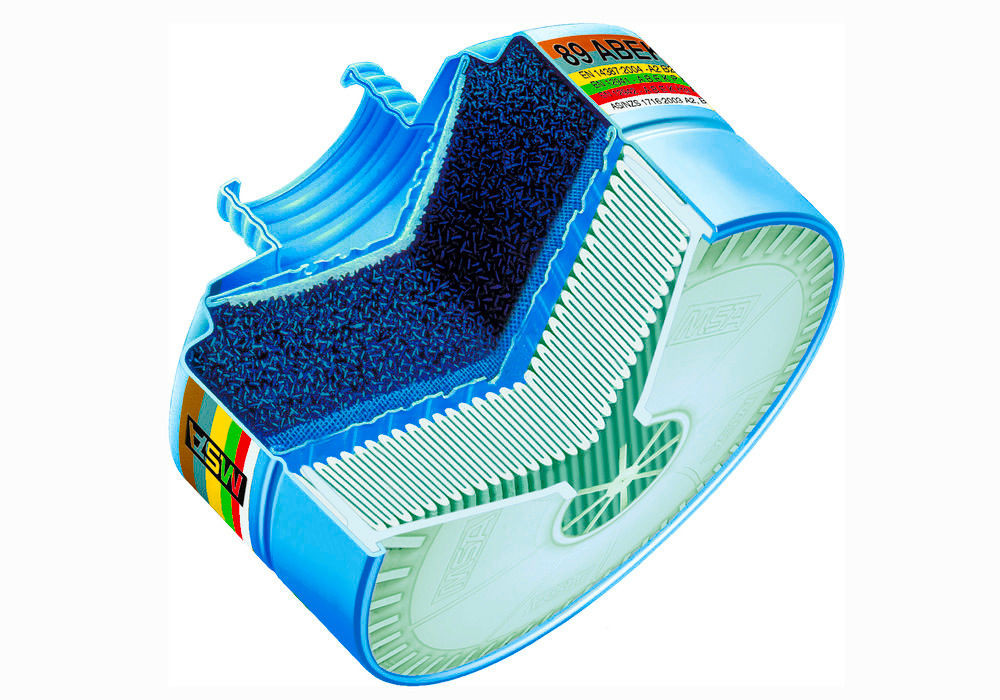 Kombinovani Filter MSA 93 A/St A2P3 R D za Maske sa Okruglim Navojem Rd40