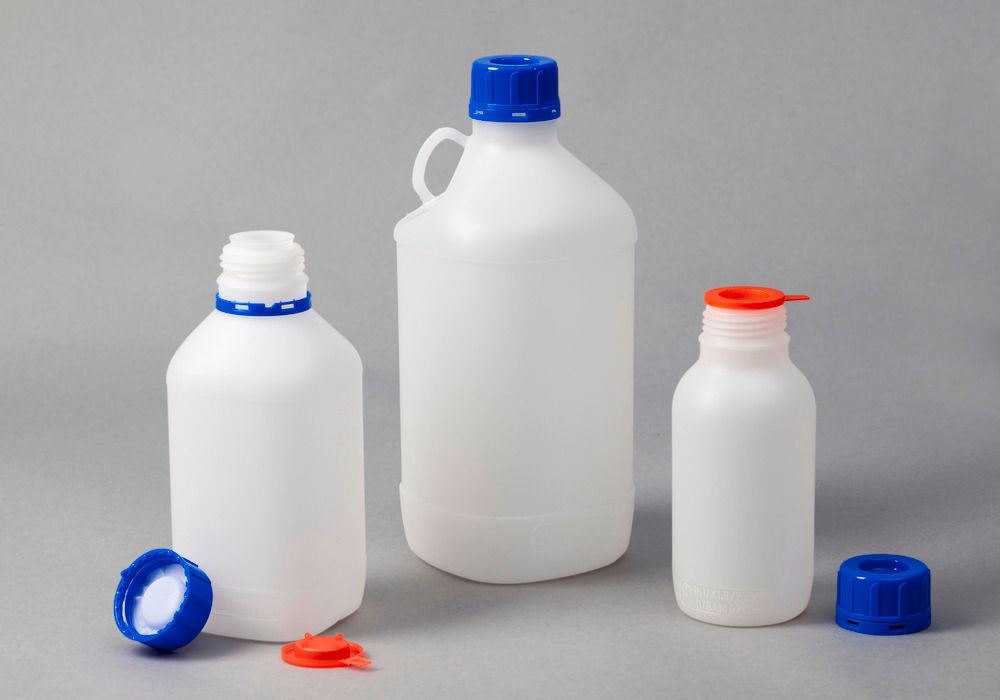 HDPE Boce sa Uskim Grlom Okrugle Prirodno-Transparentne sa UN Odobrenjem 500 ml 12 Komada DENIOS 257551W