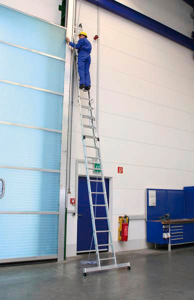 DENIOS Aluminijumske Dvodelne Potezne Merdevine sa Užetom 2 x 16 Prečki 262212W