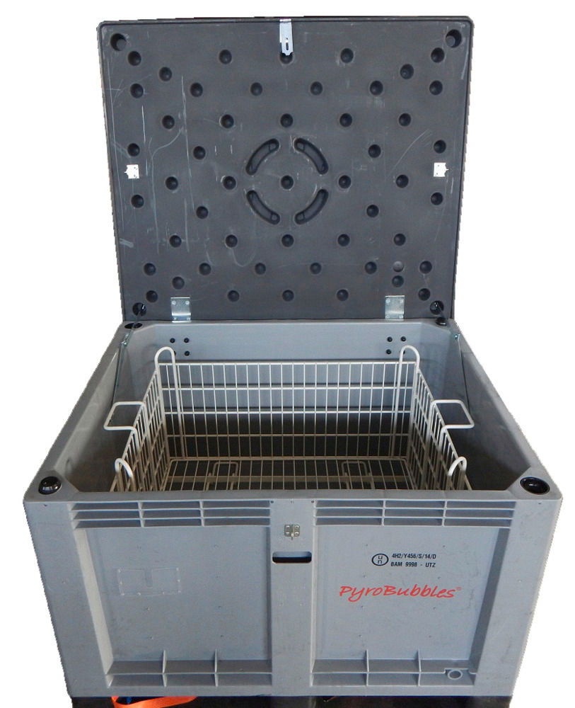 DENIOS Transportna kutija za litijum-jonske baterije M-Box 2 Advanced PyroBubbles 299 l