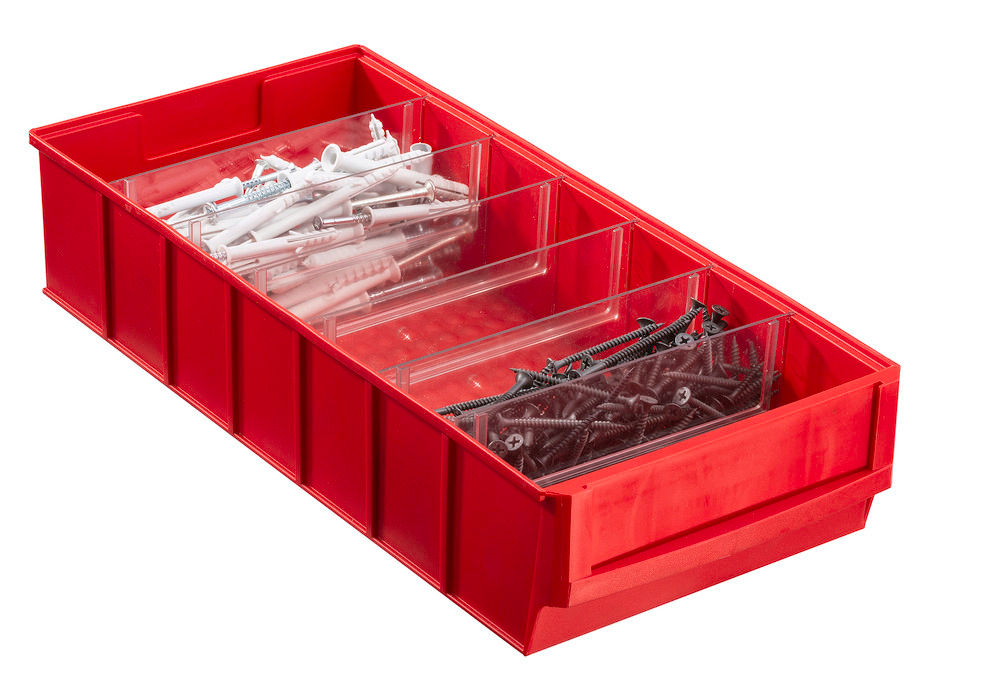 Regalkasten classic-line A2-B PP 185 x 400 x 81 mm Crvena Pakovanje 8 Komada DENIOS 265158W