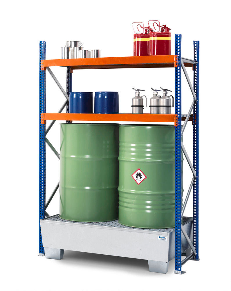 Denios Čelik Regal za Bure Grundfeld 2 Bureta 200L 1364x816x2000mm