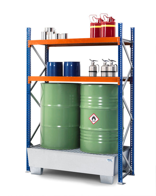Denios Čelik Regal za Opasne Materije Anbaufeld 2 Nivoa 1307x816x2000mm Lakirana