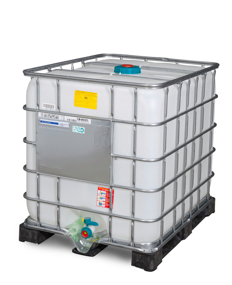 Schütz IBC Kontejner Za Opasne Tvari Ex Izvedba PE Paleta 1000L DN150 DN50
