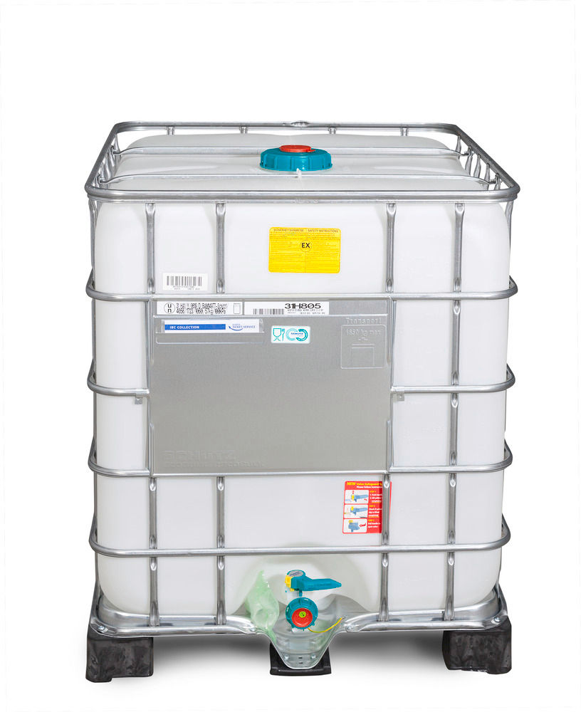 Schütz IBC Kontejner Za Opasne Tvari Ex Izvedba PE Paleta 1000L DN150 DN50