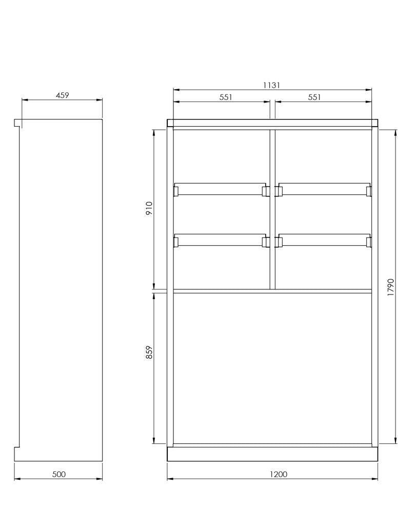 Orman Za Hemikalije Denios CS 126 Siva Plava 1200x500x1950mm 6 Auffangwannen 1 Bodenwanne