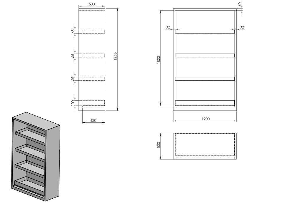 Orman Za Hemikalije Denios CS 124 Siva Plava 1200x500x1950mm 3 Auffangwannen 1 Bodenwanne