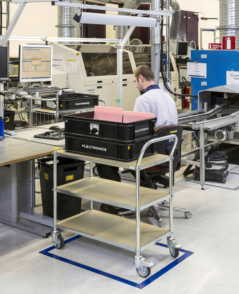 Kongamek ESD-Etagenwagen KM Verzinkt 3 Flexible Böden 1395 x 470 x 1120 mm 269186W