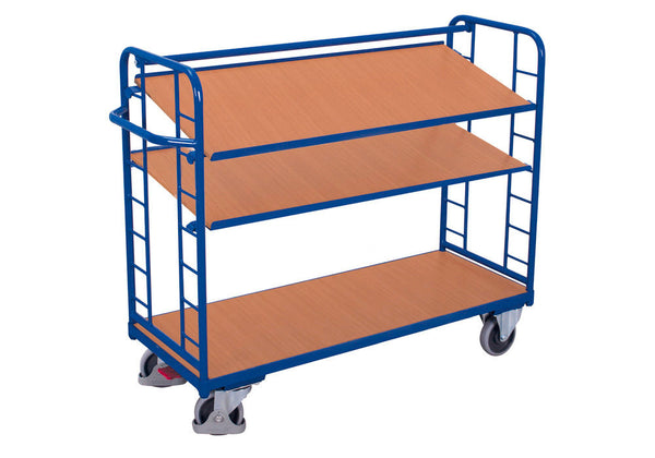 VARIOfit Regalwagen aus Stahl 3 Regalböden 2 neigbar EasySTOP visina 1275 mm 272648W