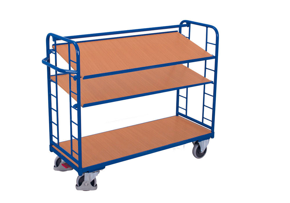 VARIOfit Regalwagen aus Stahl 3 Regalböden 2 neigbar EasySTOP visina 1275 mm 272648W