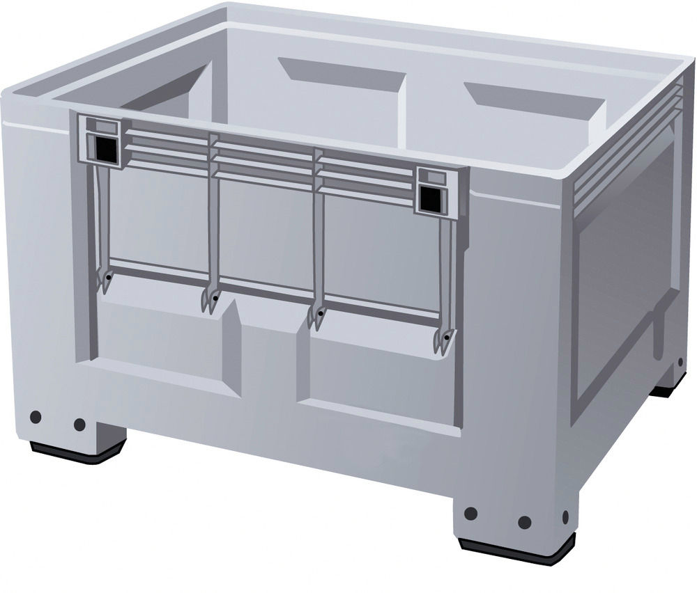 Paletna Kutija od Plastike 535 l sa 4 Noge i Prednjom Klapnom DENIOS 117882W 1200 x 800 x 760 mm Siva