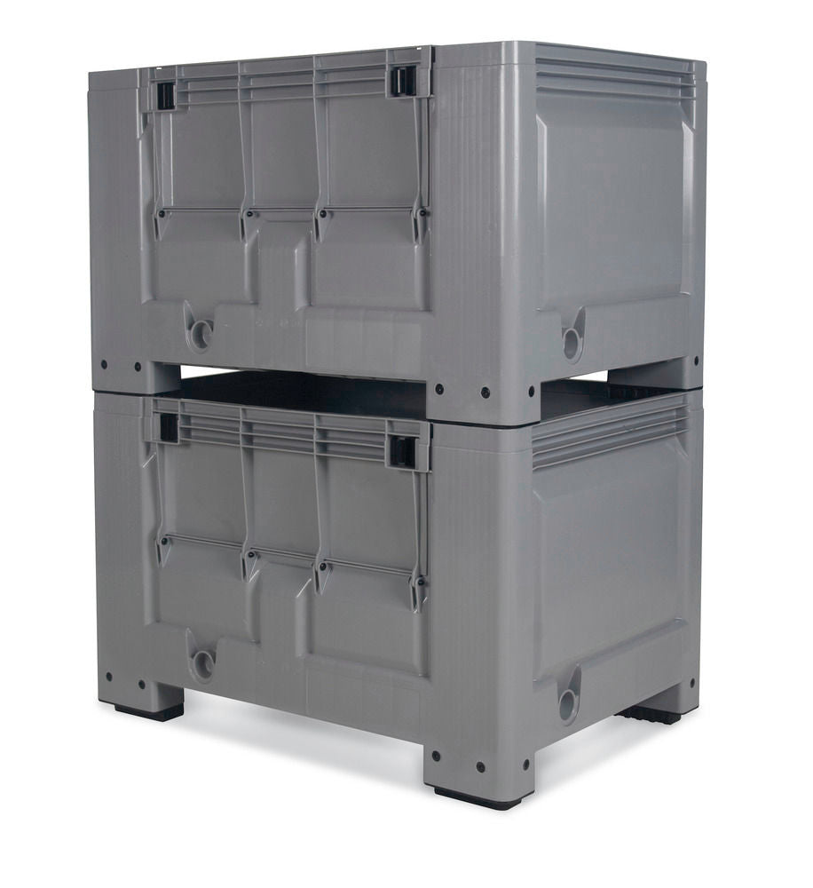 Paletna Kutija od Plastike 535 l sa 4 Noge i Prednjom Klapnom DENIOS 117882W 1200 x 800 x 760 mm Siva