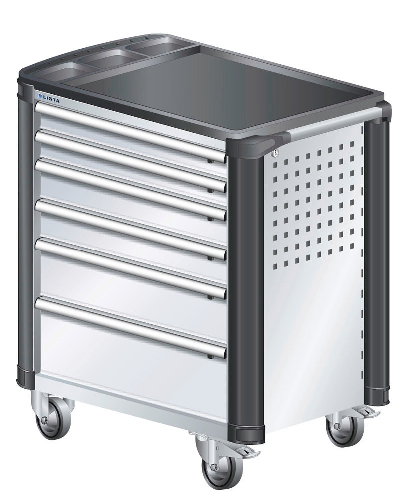 DENIOS Radionička Kolica Lista sa 6 Fioka 894 x 525 x 928 mm 273066W