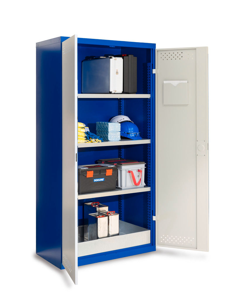 Orman Za Hemikalije Denios CS 103 Siva Plava 1000x500x1950mm 3 Police 1 Bodenwanne