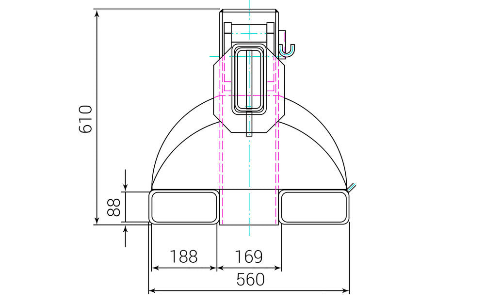 DENIOS Kran Ruka Za Viljuškar Čelik 522 x 2170 x 608 mm 145447W
