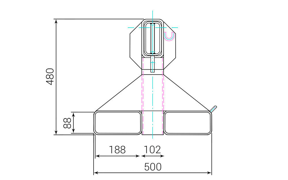 DENIOS Kran Ruka Za Viljuškar Čelik 490 x 2170 x 480 mm 145446W