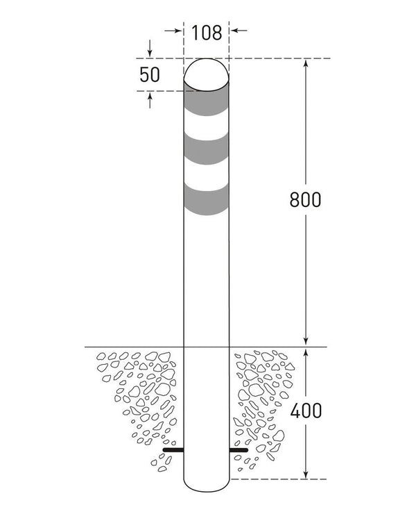 Moravia Ladesäulen Rammschutz-Poller Stahl Feuerverzinkt Rot Reflexringe Zum Einbetonieren 800 mm 280376W