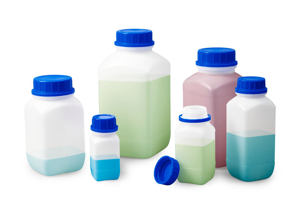 HDPE Weithalsflaschen Eckig Natur-Transparent 250 ml mit UN-Zulassung 30 Komada DENIOS 257561W