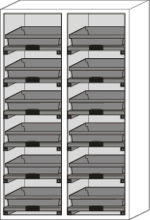 Orman Za Hemikalije Asecos SL 1212 Siva 1200x605x1970mm 12 Tablarauszüge 2 Vrata