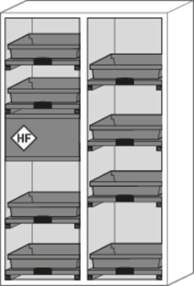 Orman Za Hemikalije Asecos SL-Plus Siva 1197x603x1965mm 8 Tablarauszüge 1 Flusssäurefach