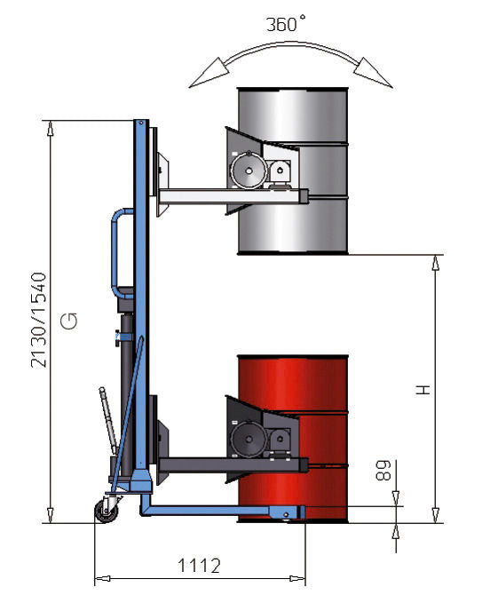 Denios Servo Fassheber FW 8 300 Kg 750 Mm