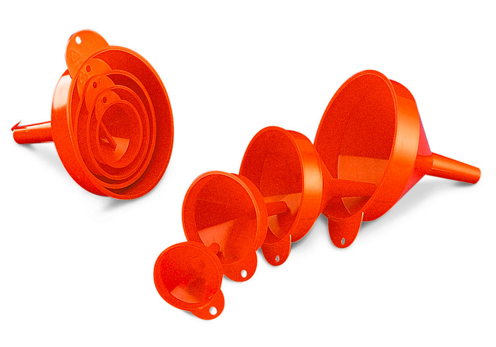 Set od 4 Plastična Levka Prečnika 50 75 100 i 120 mm Narandžasti DENIOS 123244W
