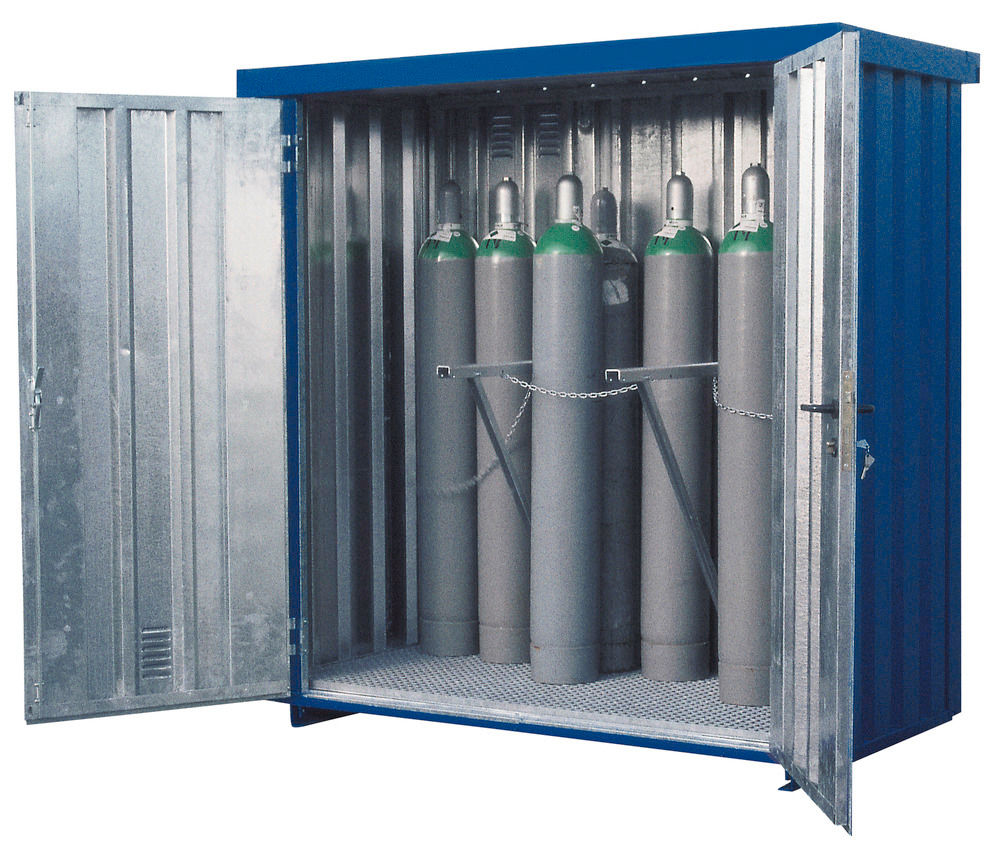 Denios Čelik Skladište za Gasne Boce 21x50l 2162x986x2350mm Pocinkovano Plavo