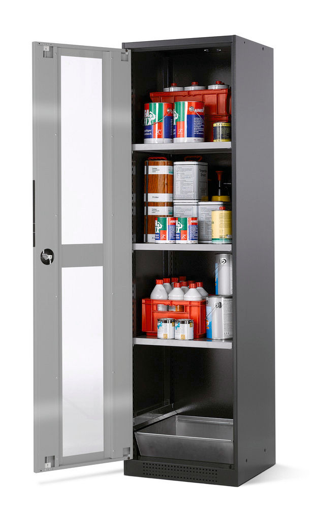 Orman Za Hemikalije Asecos Systema CS-53LG Antracit Srebrna Vrata 3 Police 545x520x1950mm