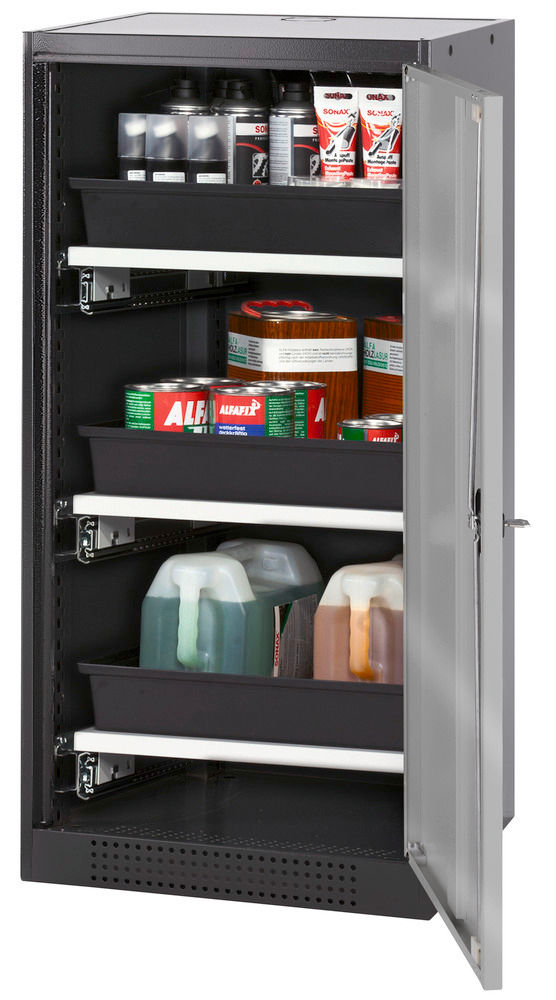 Orman Za Hemikalije Asecos Systema-T CS-53R Antracit Srebrna Vrata 3 Tablarauszüge 545x520x1105mm