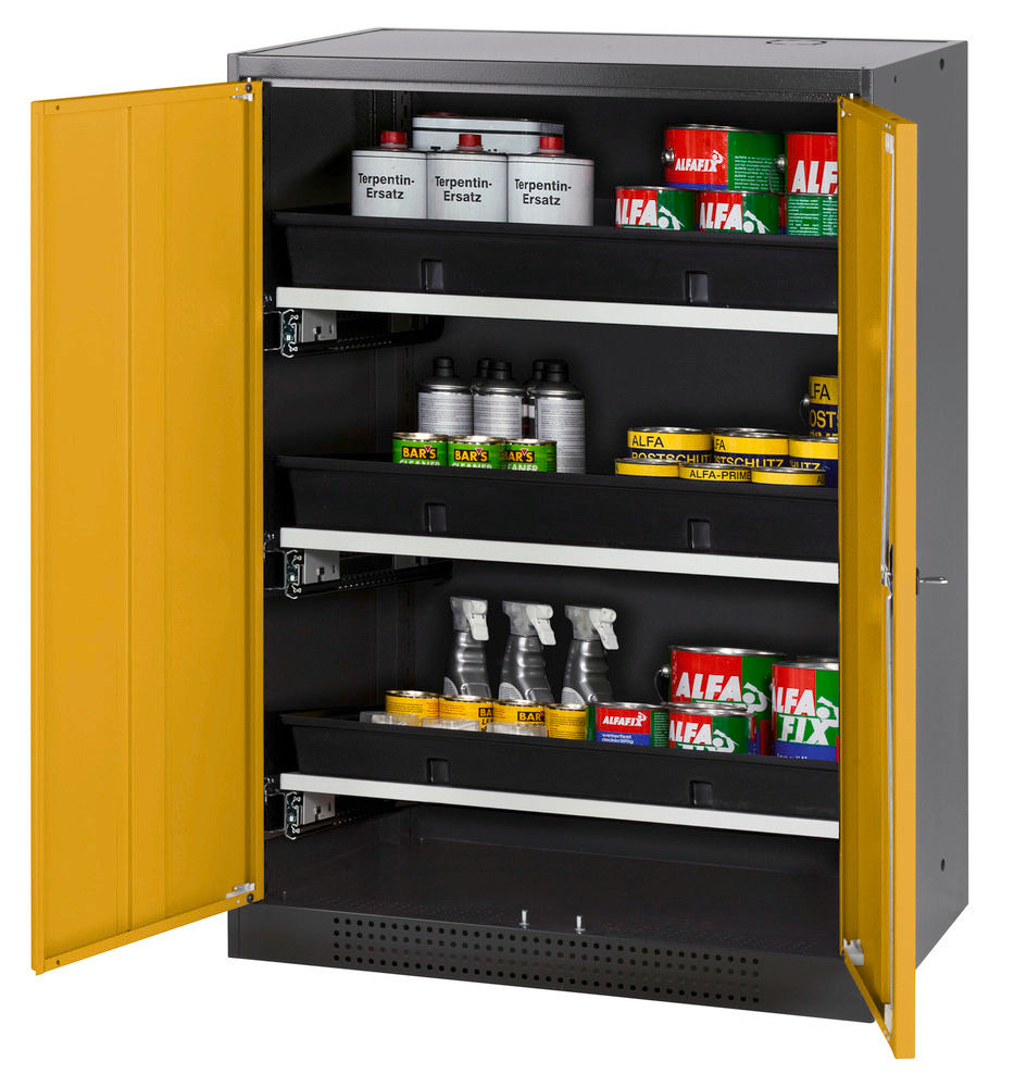 Orman Za Hemikalije Asecos Systema-T CS-83G Antracit Žuta Vrata 3 Tablarauszuga 810x520x1105mm