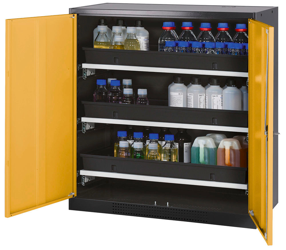 Orman Za Hemikalije Asecos Systema-T CS-103 Antracit Žuta Vrata 3 Tablarauszuge 1055x520x1105mm