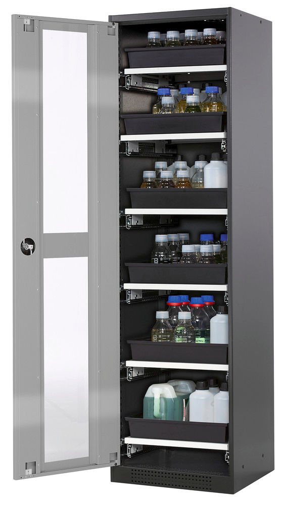 Orman Za Hemikalije Asecos Systema-T CS-56LG Antracit Srebrna Vrata 6 Tablarauszüge 545x520x1950mm