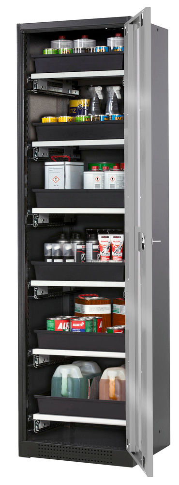 Orman Za Hemikalije Asecos Systema-T CS-56RG Antracit Srebrna Vrata 6 Tablarauszüge 545x520x1950mm