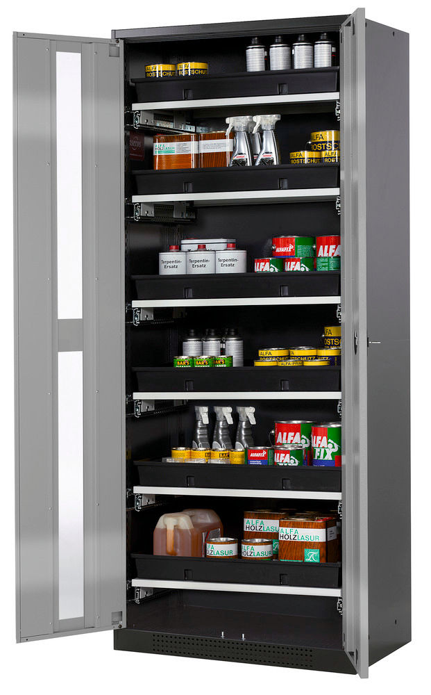 Orman Za Hemikalije Asecos Systema-T CS-86G Antracit Srebrna Vrata 6 Tablarauszüge 810x520x1950mm