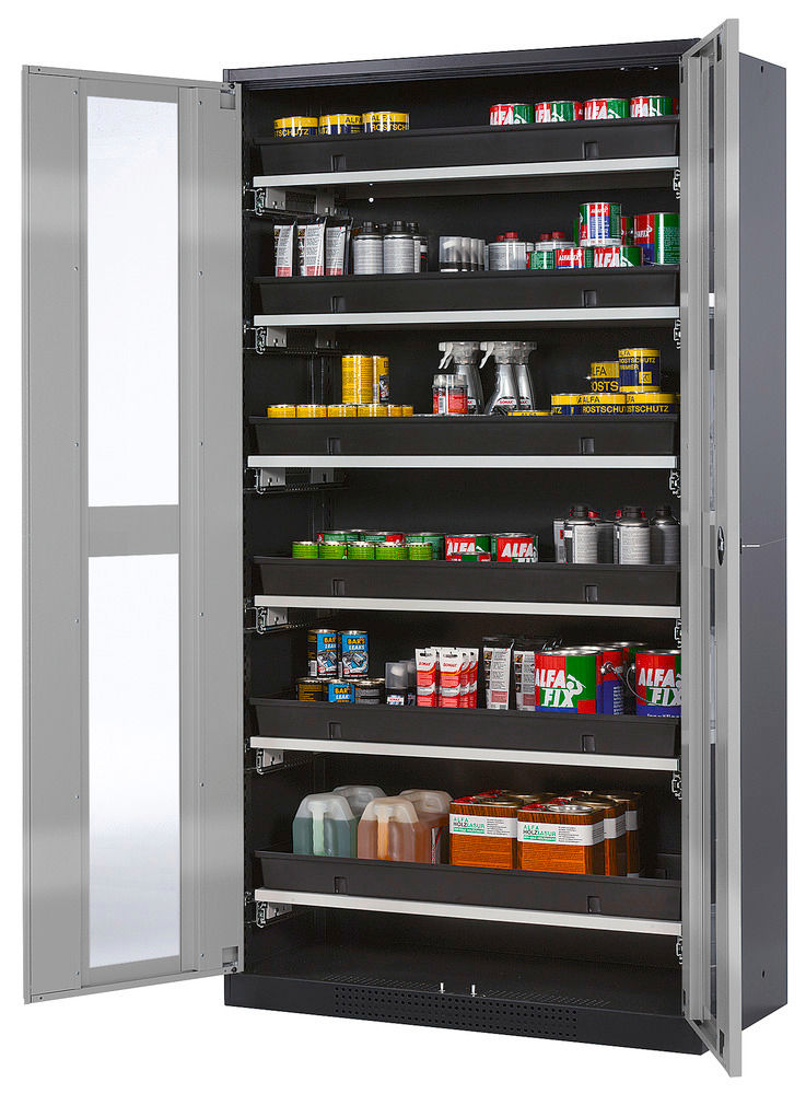 Orman Za Hemikalije Asecos Systema-T CS-106G Antracit Srebrna Vrata 6 Tablarauszüge 1055x520x1950mm