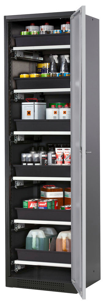 Orman Za Hemikalije Asecos Systema-T CS-56RG Antracit Srebrna Vrata 6 Tablarauszüge 545x520x1950mm