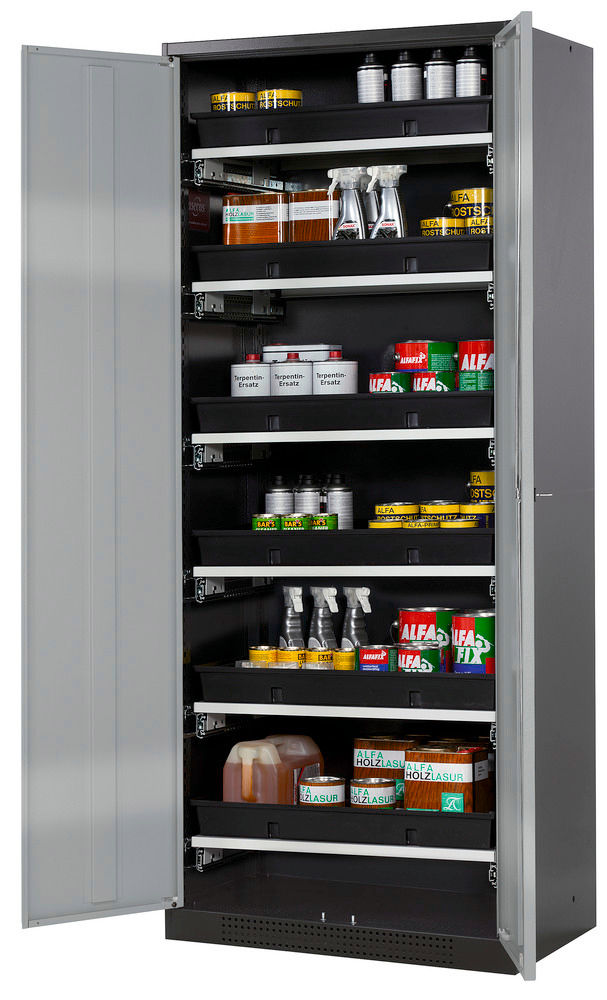 Orman Za Hemikalije Asecos Systema-T CS-86 Antracit Srebrna Vrata 6 Fioka 810x520x1950mm