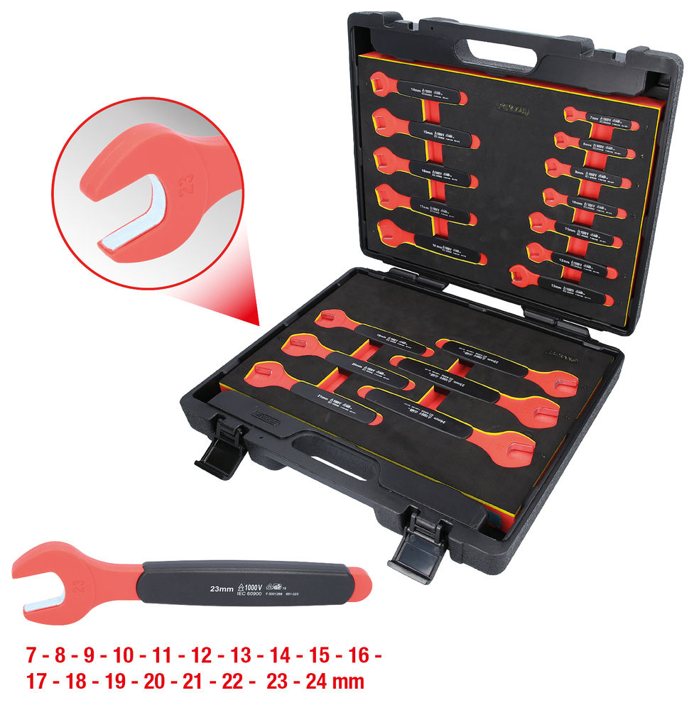 Set Otvorenih Ključeva 18-Delni 7-24 mm 1000 V Izolovani DENIOS 295572W