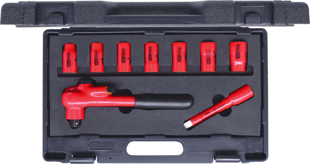 KS Tools Set nasadnih ključeva 1/2" 1000 V 9-Delni sa Čegrtaljkom i Nastavcima Potapajuća Izolacija DENIOS 295648W