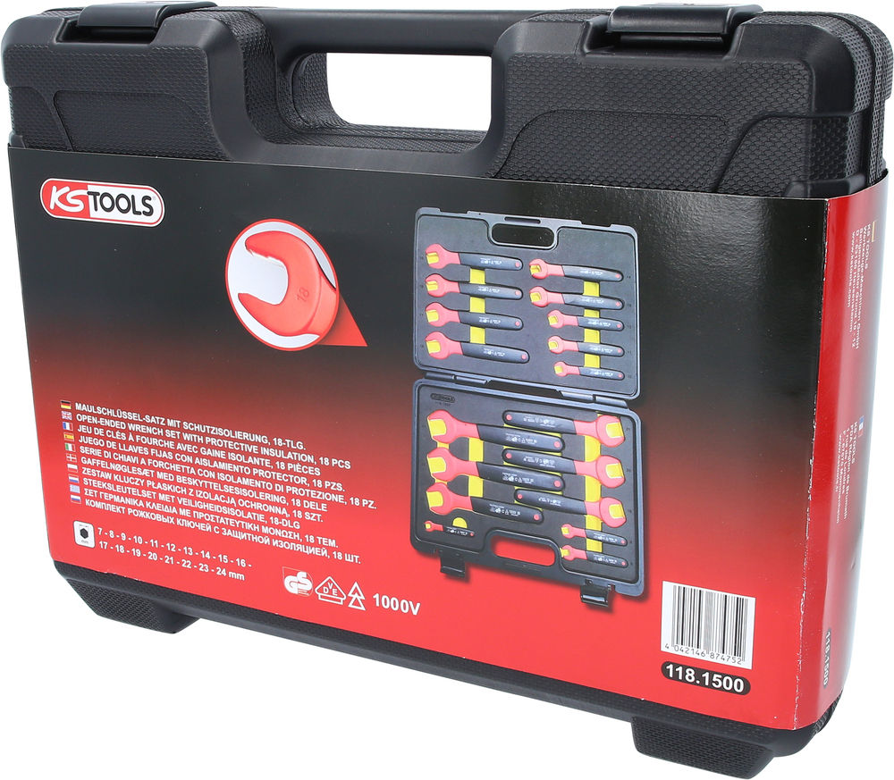 Set Otvorenih Ključeva 18-Delni 7-24 mm 1000 V Izolovani DENIOS 295572W