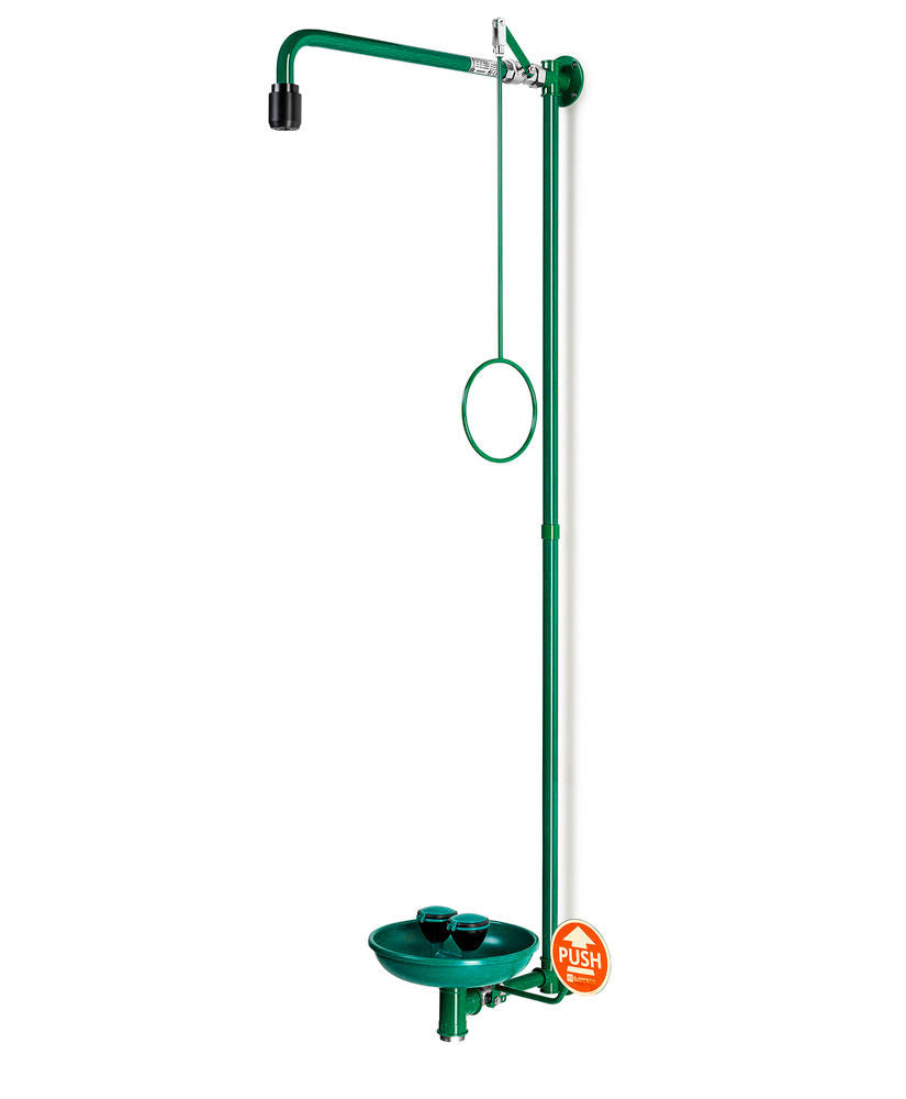 Zidna Kombinovana Tuš Stanica za Telo i Oči B-SAFETY BR 867085/75 l sa Kadicom Zelena EN 15154-1