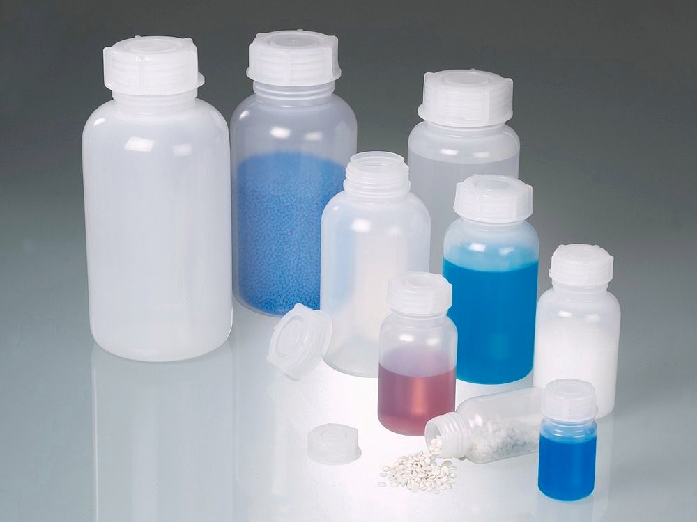 Weithalsflasche aus PP Transparent 100 ml, 96 Stück DENIOS 309690W