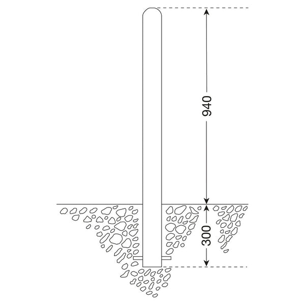 City-Poller Čelični Stub Sa Ankerom I 2 Ušice 90 x 90 mm Visina 940 mm Moravia 310857W
